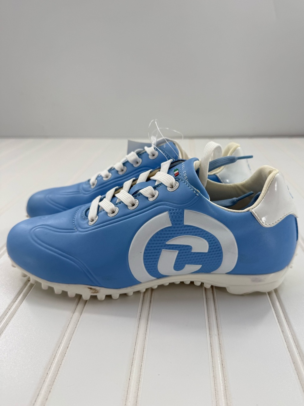 NWT DUCA DEL COSMA Queenscup Women's Spikeless Golf Shoes Baby Blue White Size 7